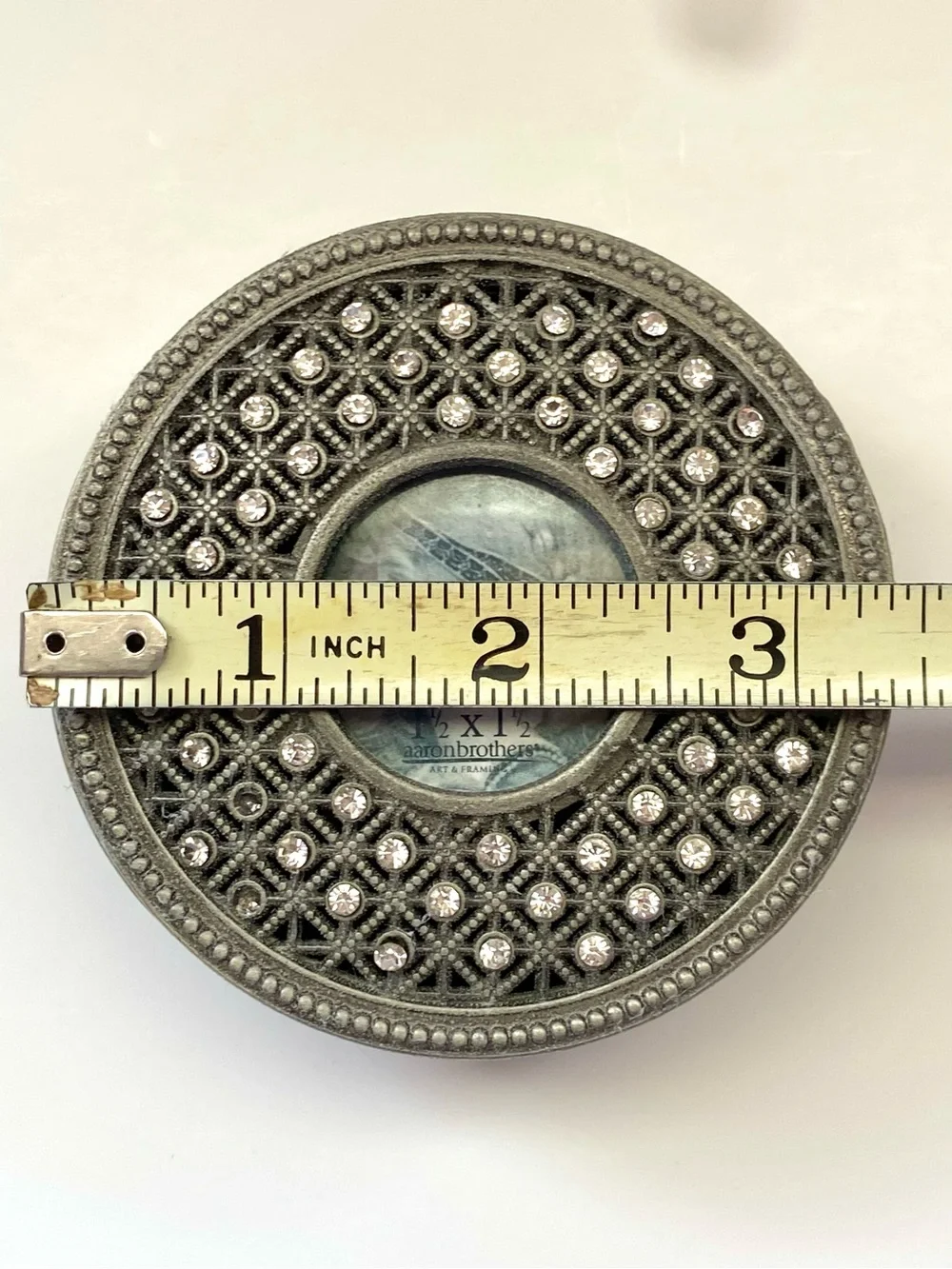 Vintage Rhinestone Bejeweled Custom Photo Metal Trinket/Keepsake Box